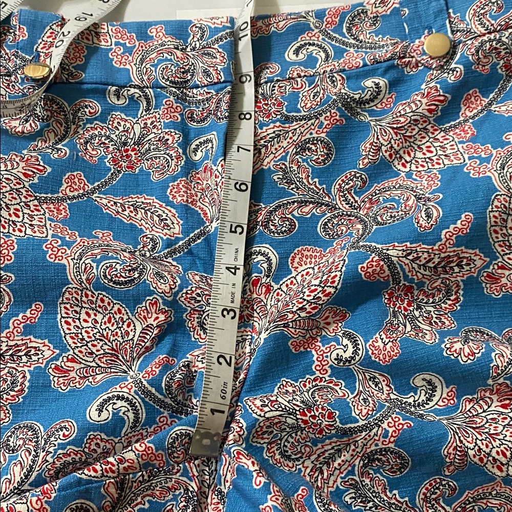 LOFT Blue Paisley-Print Women’s Shorts with Pink Accents size 10 - Picture 10 of 12